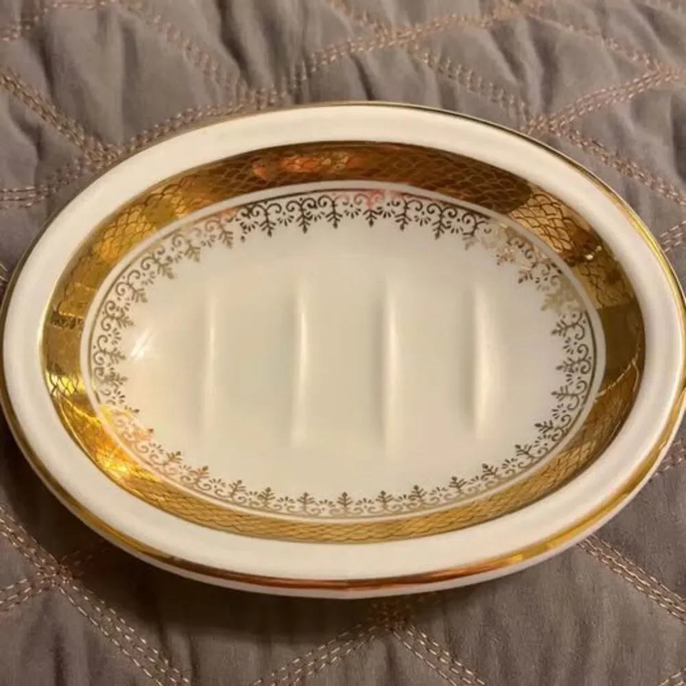 2-Piece Vintage Mid-Century Japanese Porcelain Soap and Trinket Dish